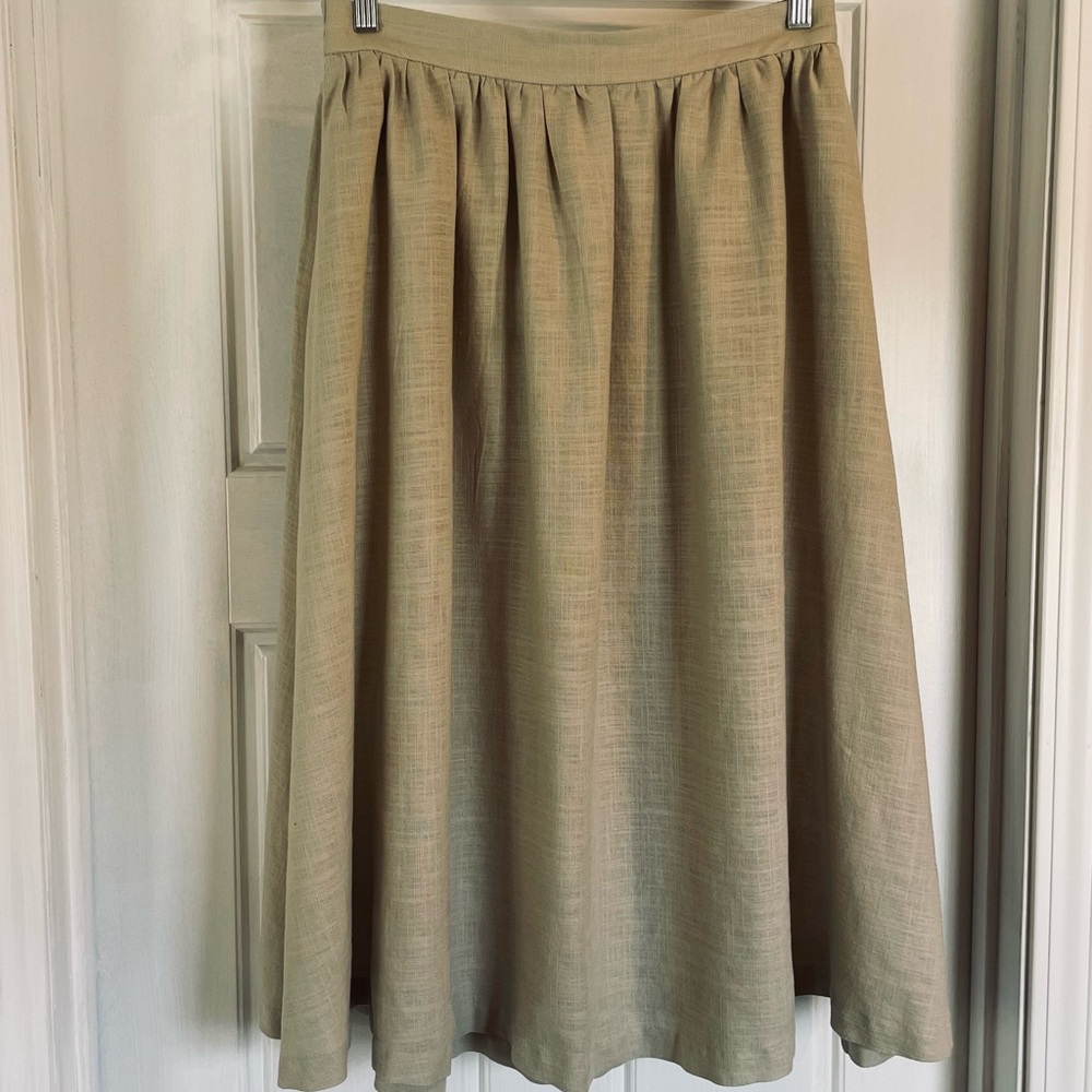 Nine West Elastic Waist Midi Skirt — Light Beige